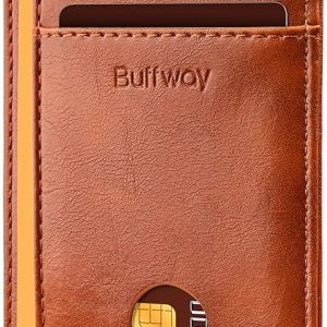 Buffway Slim Minimalist Front Pocket RFID Blocking Leather Wallets for Men and Women